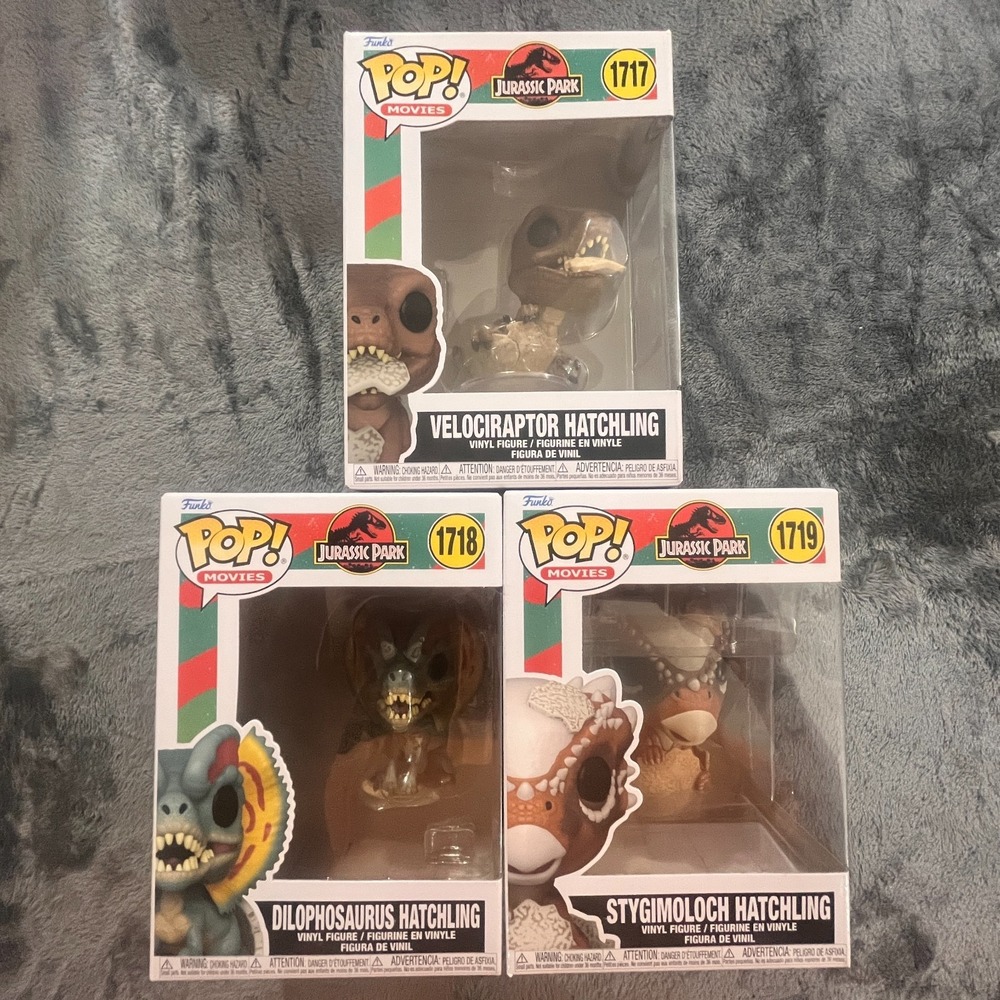 Funko Pop! Jurassic Park Velociraptor 1717 Dilophosaurus 1718 Stygimoloch 1719
